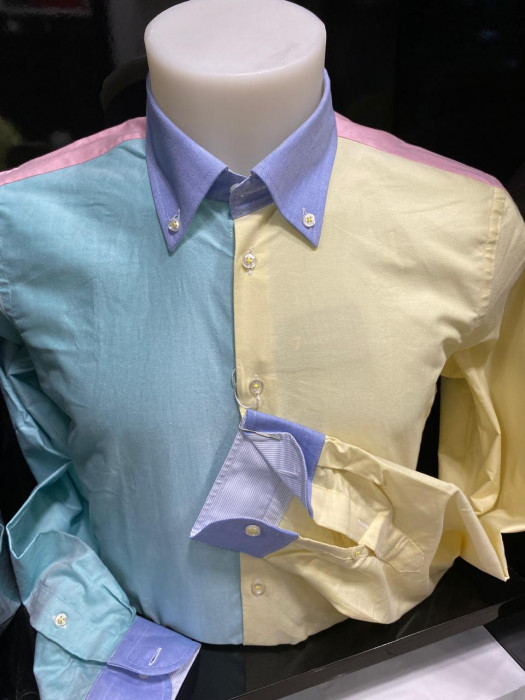 Мужская рубашка 7camicie с длинным рукавом комбинированная M/40